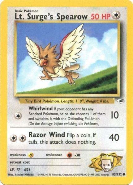 Lt. Surge's Spearow (83/132) [Gym Heroes Unlimited] - for just $0.30! 