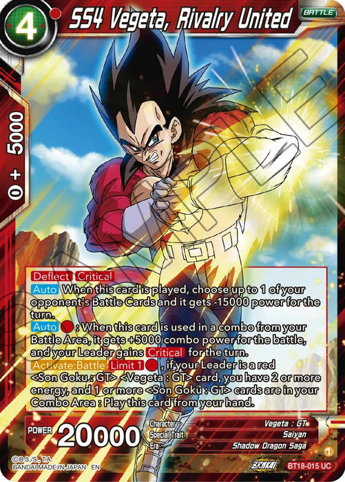 SS4 Vegeta, Rivalry United (BT18-015) [Dawn of the Z-Legends] - for just $0.10! 
