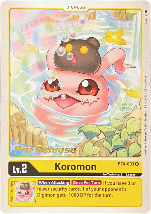 Koromon [BT4-003] [Great Legend Pre-Release Promos] - Just $0.20! Shop now at Retro Gaming of Denver