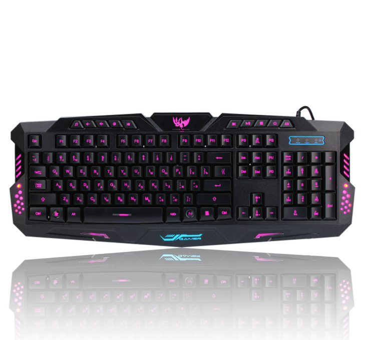 J10 tricolor backlight wired gaming keyboard set colorful luminous gaming mouse keyboard Russian keyboard - for just $13.76! 
