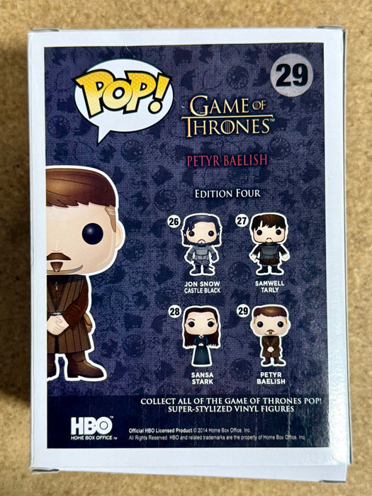 Aidan Gillen Signed Lord Petyr “Littlefinger” Baelish Funko Pop! #29 Game Of Thrones With JSA COA - for just $200! 