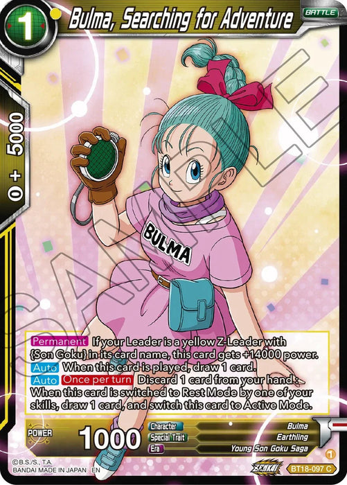 Bulma, Searching for Adventure (BT18-097) [Dawn of the Z-Legends] - for just $0.10! 