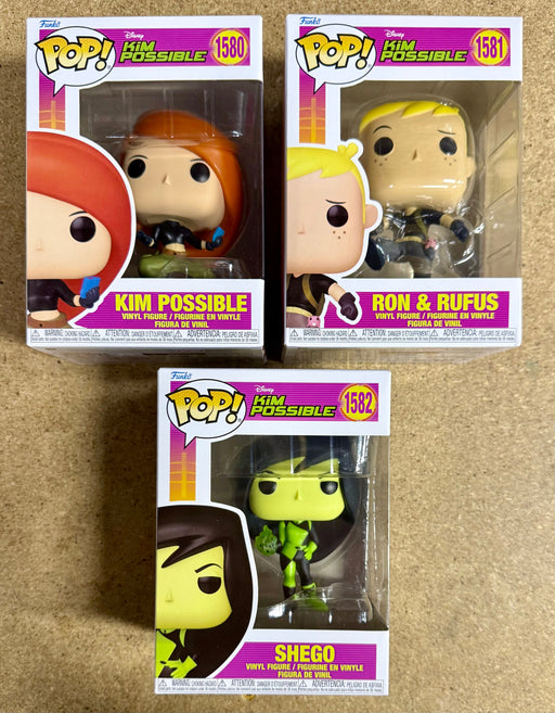 Funko Pop! Disney Kim Possible, Ron Stoppable & Shego Kim Possible 2025 Set Of 3 - for just $40! 