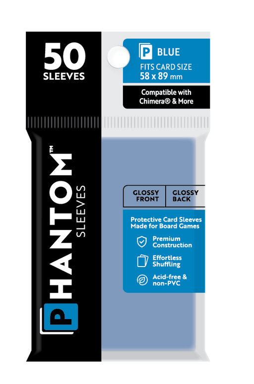 Phantom Sleeves: Blue Size (58mm x 89mm) 50 ct - for just $3.99! 