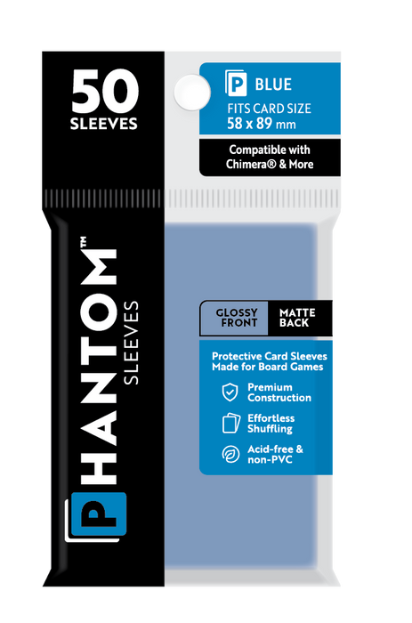 Phantom Sleeves: Blue Size (58mm x 89mm) 50 ct - for just $3.99! 