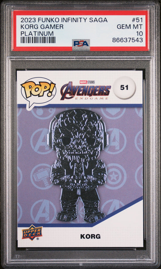 2023 UPPER DECK FUNKO POP MARVEL  KORG GAMER PLATINUM #51  PSA 10 - for just $54! 