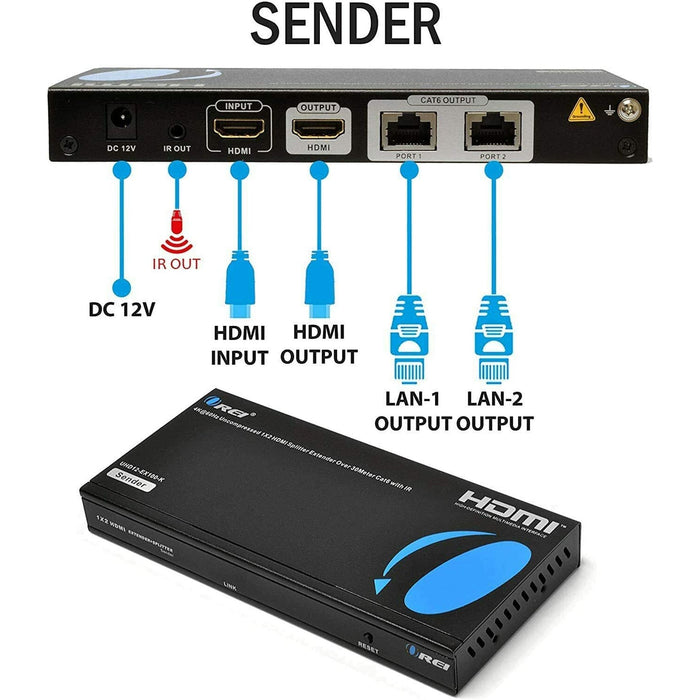 4K UltraHD 1x2 HDMI Extender Splitter Over CAT6/7 Up to 100 Ft with IR Remote & Loop-out (UHD12-EX100-K) - Just $199.99! Shop now at Retro Gaming of Denver