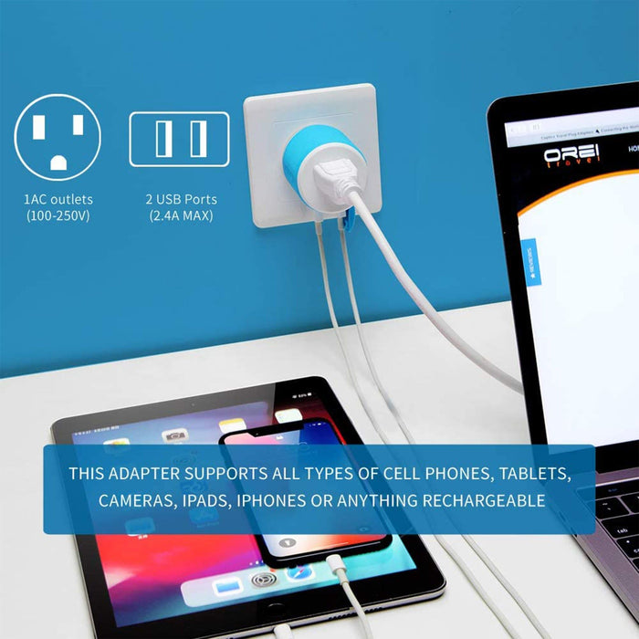 Europe, France Travel Adapter - 3 in 1 - 2 USB - Type E/F - Compact Design (U2U-9) - Just $13.99! Shop now at Retro Gaming of Denver