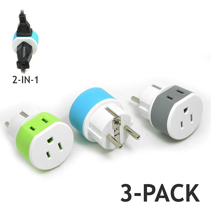 Germany, France Travel Adapter - 2 in 1 - Type E/F - Compact Design (US-9) - Just $12.99! Shop now at Retro Gaming of Denver