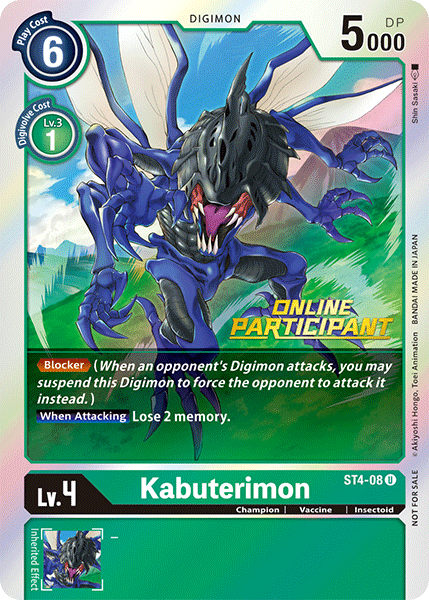 Kabuterimon [ST4-08] (Online Participant) [Starter Deck: Giga Green Promos] - Just $0.10! Shop now at Retro Gaming of Denver