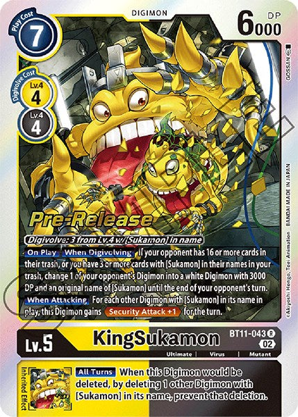 KingSukamon [BT11-043] [Dimensional Phase Pre-Release Promos] - Just $1.05! Shop now at Retro Gaming of Denver