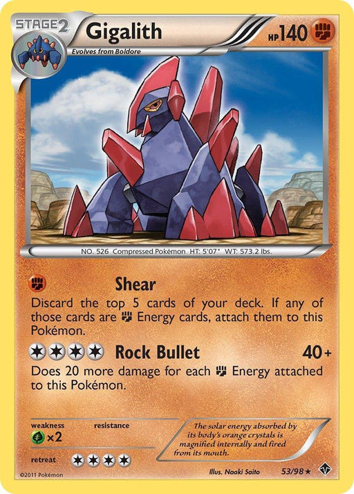 Gigalith (53/98) (Cracked Ice Holo) (Blister Exclusive) [Black & White: Emerging Powers] - for just $2.65! 