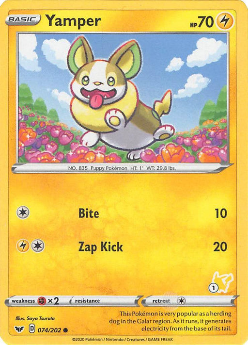 Yamper (074/202) (Pikachu Stamp #1) [Battle Academy 2022] - for just $0.15! 