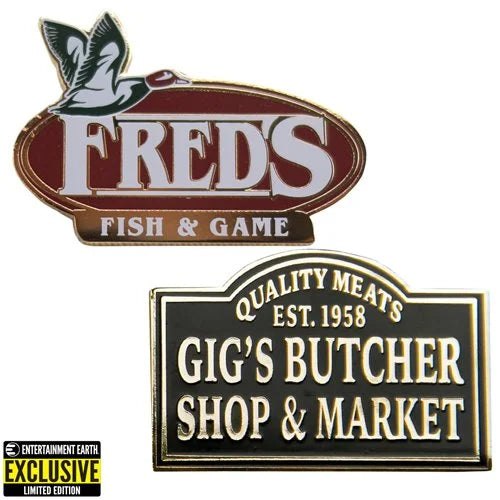 Dexter: New Blood Fred’s Fish and Game & Gig's Butcher Shop Enamel Pin Set - Entertainment Earth Exclusive - Just $13.99! Shop now at Retro Gaming of Denver