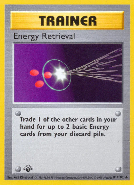 Energy Retrieval (81/102) (Shadowless) [Base Set 1st Edition] - for just $6.75! 