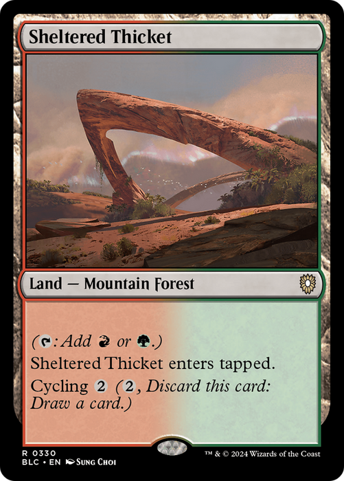 Sheltered Thicket (BLC-330) - Bloomburrow Commander - for just $0.08! 