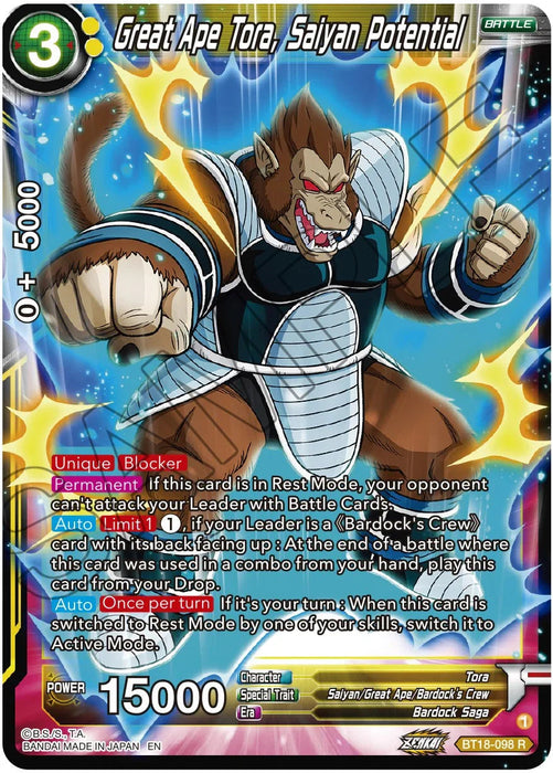 Great Ape Tora, Saiyan Potential (BT18-098) [Dawn of the Z-Legends] - for just $0.10! 