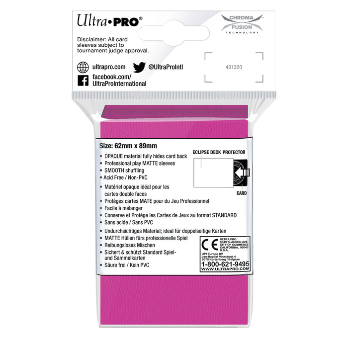 Ultra PRO: Small 60ct Sleeves - Eclipse Matte (Hot Pink) - Just $0! Shop now at Retro Gaming of Denver