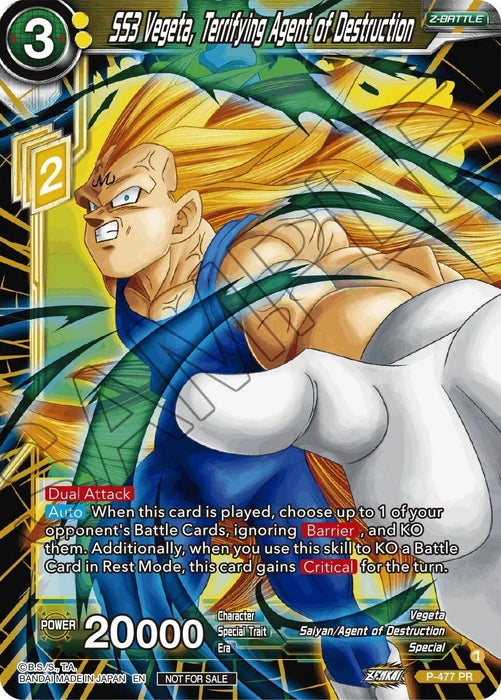 SS3 Vegeta, Terrifying Agent of Destruction (Silver Foil) (P-477) [Tournament Promotion Cards] - for just $0.25! 