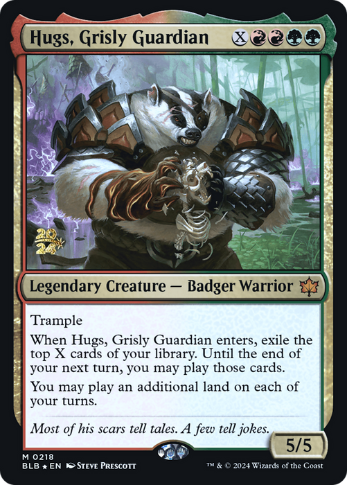 Hugs, Grisly Guardian (PRE-218) - Bloomburrow Promos Foil - for just $0.59! 