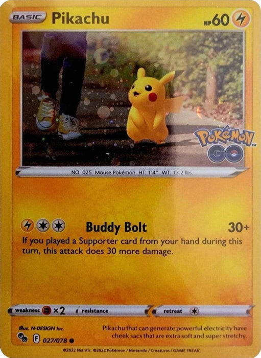 Pikachu (027/078) (Cosmos Holo) [Pokémon GO] - for just $1.75! 