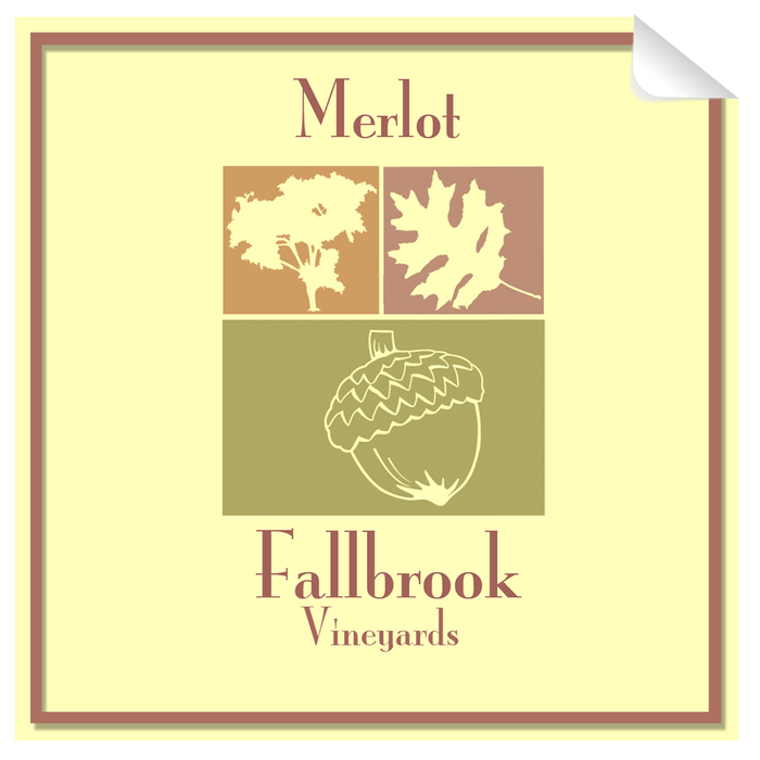 Fallbrook Merlot Wine Bottle Single Self Adhesive Label - License and Royalty Free for Film Use - for just $3! 