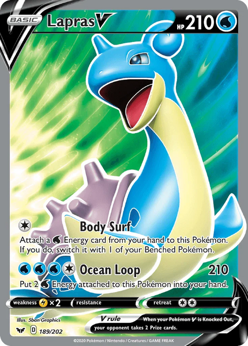 Lapras V (189/202) [Sword & Shield: Base Set] - for just $2.20! 