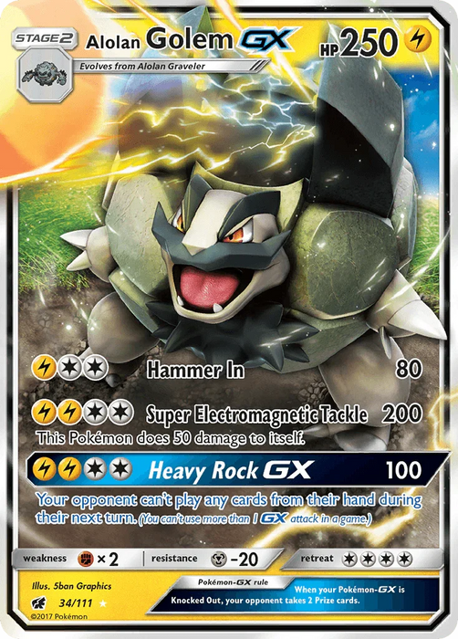 Alolan Golem GX (34/111) [Sun & Moon: Crimson Invasion] - for just $1.10! 