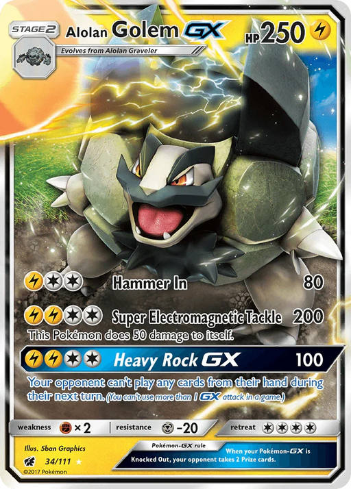 Alolan Golem GX (34/111) [Sun & Moon: Crimson Invasion] - for just $1.10! 