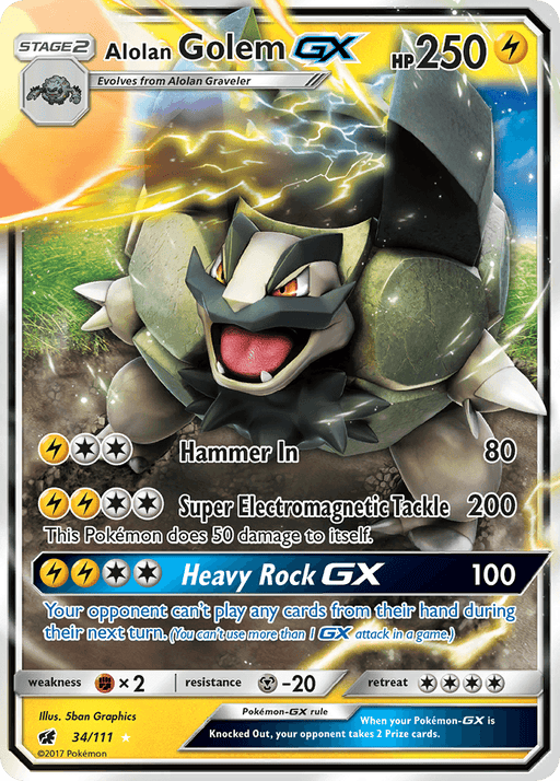 Alolan Golem GX (34/111) [Sun & Moon: Crimson Invasion] - for just $0.65! 
