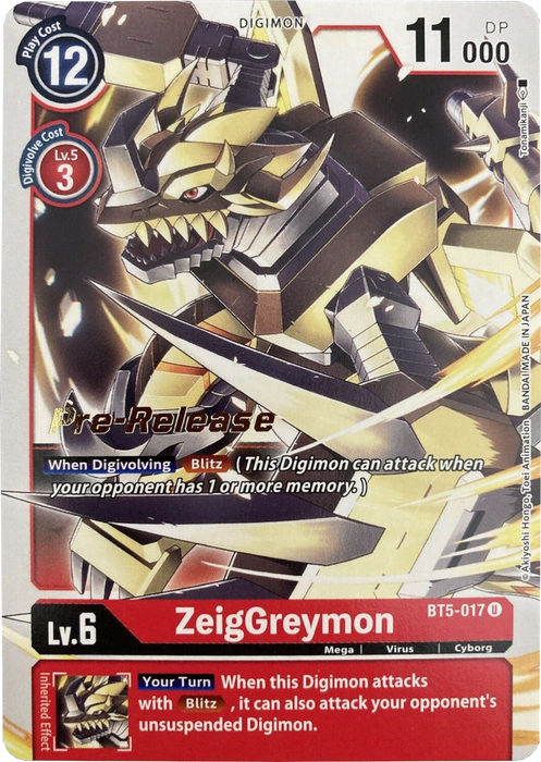 ZeigGreymon [BT5-017] [Battle of Omni Pre-Release Promos] - Just $0.35! Shop now at Retro Gaming of Denver