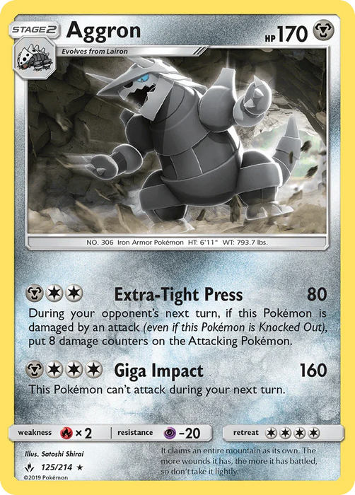 Aggron (125/214) [Sun & Moon: Unbroken Bonds] - for just $0.20! 