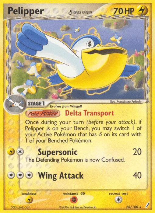 Pelipper(26/100) (Delta Species) [EX: Crystal Guardians] - for just $0.75! 