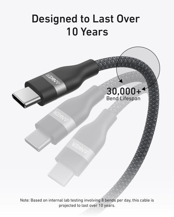 Anker USB-C to USB-C Cable (3 ft / 6 ft, 240W, Upcycled-Braided) - for just $19.99! 