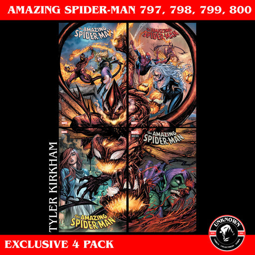 [4 PACK] AMAZING SPIDER-MAN #797, #798, #799, #800 UNKNOWN COMICS CONNECTING COVERS KIRKHAM 2018 - for just $50! 