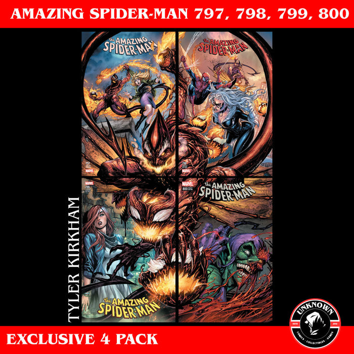 [4 PACK] AMAZING SPIDER-MAN #797, #798, #799, #800 UNKNOWN COMICS CONNECTING COVERS KIRKHAM 2018 - for just $50! 