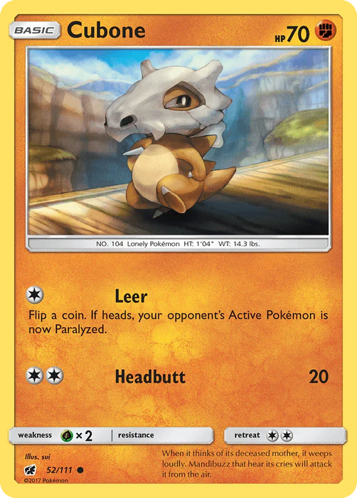 Cubone (52/111) [Sun & Moon: Crimson Invasion] - for just $0.15! 