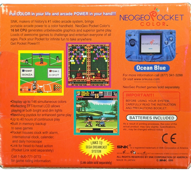 Neo Geo Pocket Color System (NGPC) [Ocean Blue][CIB] – Scratch & Scuff Condition - for just $274.99! 