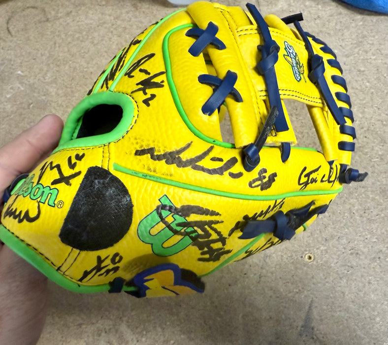 2025 Savannah Bananas Team Signed Youth Official Glove Cole Olson Oberst 30+ Sig - for just $650! 