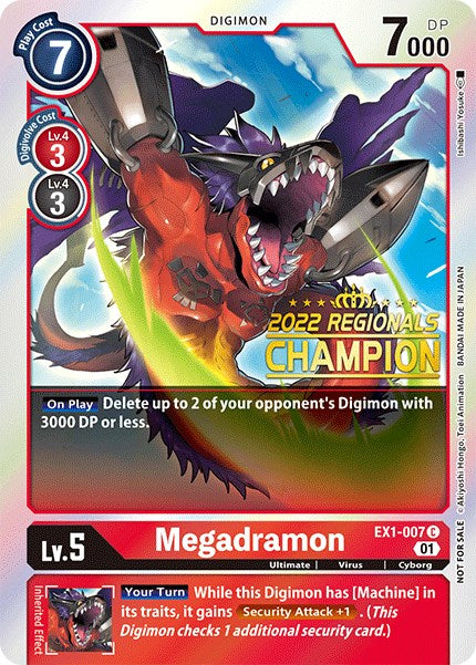 Megadramon [EX1-007] (2022 Championship Online Regional) (Online Champion) [Classic Collection Promos] - Just $20.30! Shop now at Retro Gaming of Denver