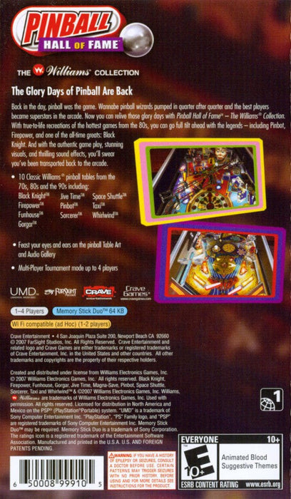 Pinball Hall of Fame: The Williams Collection – PlayStation Portable (PSP) - for just $0! 