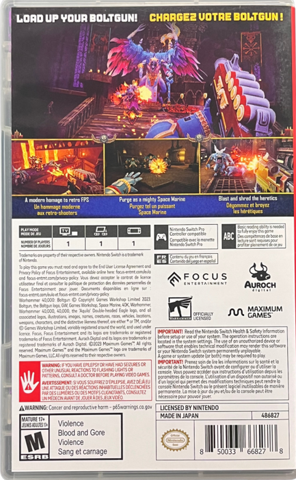 Warhammer 40,000: Boltgun – Nintendo Switch (NS) - for just $37.99! 