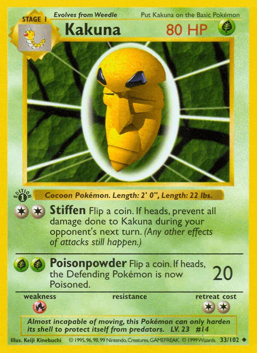 Kakuna (33/102) (Shadowless) [Base Set 1st Edition] - for just $3.95! 