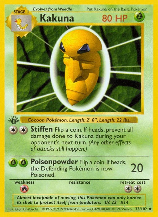 Kakuna (33/102) (Shadowless) [Base Set 1st Edition] - for just $3.95! 