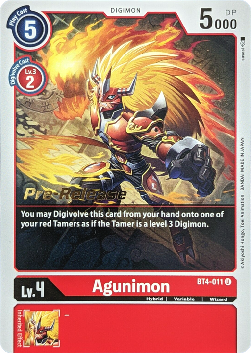 Agunimon [BT4-011] [Great Legend Pre-Release Promos] - Just $0.25! Shop now at Retro Gaming of Denver