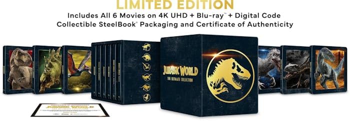 Jurassic World Ultimate Collection - Limited Edition Steelbook (4K Ultra HD + Blu-ray + Digital) - for just $149.99! 
