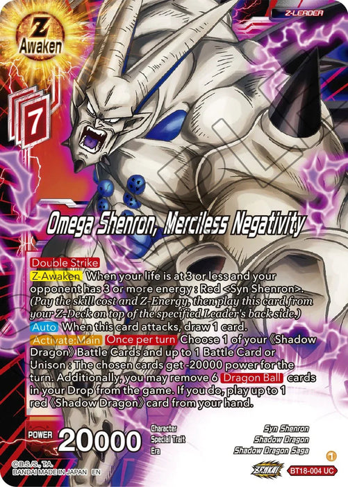 Omega Shenron, Merciless Negativity (BT18-004) [Dawn of the Z-Legends] - for just $0.10! 