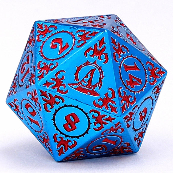Wizard Solid Metal Polyhedral Dice Set - Blue with Red - for just $39.99! 