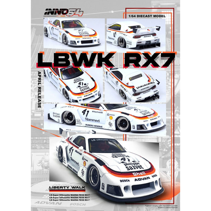 Inno64 Mazda RX-7 LBWK in White 1:64 IN64-LBWK-RX7-02 - Just $29.99! Shop now at Retro Gaming of Denver