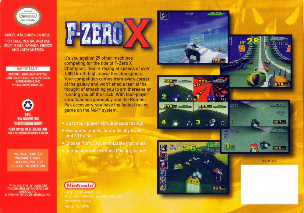 F-Zero X – Nintendo 64 (N64) - for just $44.99! 